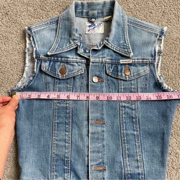 Vintage 1970s Wrangler Blue Denim Vest with Honda Patch - Picture 7 of 9